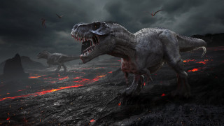 Dinosaurs rocky lava birds photorealism - adam rex free wallpaper for desktop