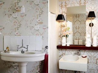 Bathroom sink mirror wall flowered - a sink and a mirror free wallpaper for desktop