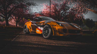 Sports car road night autumn - photorealistic lighting free wallpaper