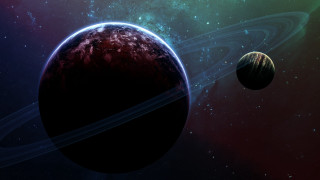 Planet rings stars background aurora - a planet free wallpaper for desktop