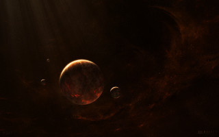 Red planet space art moon - a red planet free wallpaper for desktop