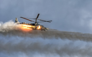 Helicopter smoke landinggear clouds mountains - gear free wallpaper