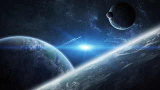 Distant planet horizon bright light - a distant object in the distance free wallpaper