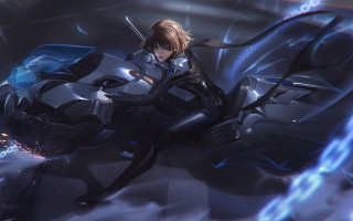 Futuristic woman cloud suit lightning - stanley artgerm lau free wallpaper for desktop
