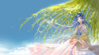 Woman dress walking tree fan - a fan free wallpaper
