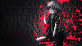 Girl black dress red splatters - context art free wallpaper