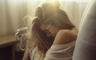 Woman couch cup hair dryer - bright morning free wallpaper