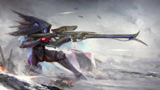 Futuristic woman gun space art - bayard wu free wallpaper