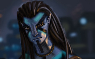 Cedric seaut afrofuturism elf blue - collar free wallpaper