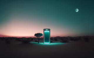 Tall tower desert night moon - a tall tower free wallpaper for desktop