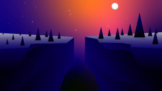 Landscape trees moon night sky - sharp edge free wallpaper