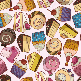 Cakes pastries pattern pink background - plain free wallpaper