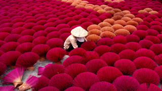 Person hat field red flowers - eric deschamps free wallpaper