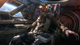 Space soldier in space station - a machine gun free wallpaper