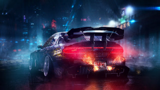 Car fire engine cyberpunk night - cyberpunk style free wallpaper