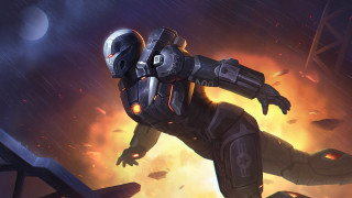 Futuristic man rain gun helmet - the rain free wallpaper for desktop