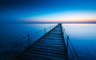 Long pier ocean dusk blue - a long pier free wallpaper