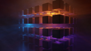 Cubes brightlight 3dvolumetric purpleblue beeplesolo - hue free wallpaper