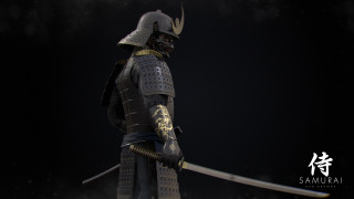 Samurai sword armor helmet black - his head and a sword free wallpaper