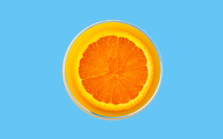 Orange glass water blue background - the glass free wallpaper for desktop