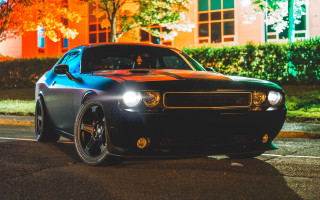 Black red car night building - dark night free wallpaper for desktop