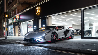 Silver sports car night lamb - the side of the car free wallpaper