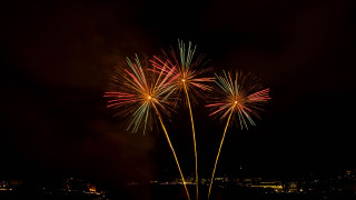 Fireworks city night reflection kimono - dark free wallpaper