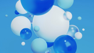 Blue white balloons floating blue - a white ball free wallpaper