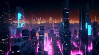 Cyberpunk city neon lights skyscrapers - cyberpunk city free wallpaper