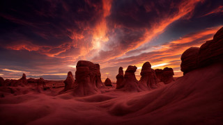 Sunset desert rocks clouds red 2 - sky above free wallpaper