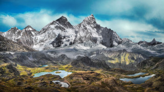 Mountain lake cloudy sky fantasy 2 - a lake in the foreground free wallpaper