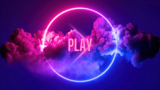 Neon play clouds 3d sunset - surreal free wallpaper