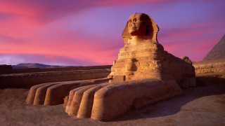 Sphinx pyramid sunset desert gradient - egyptian art free wallpaper for desktop