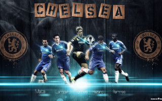Soccer players group photo chelsea - a wooden sign free wallpaper for desktop