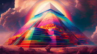 Psychedelic egyptian rainbow pyramid city - a pyramid free wallpaper