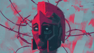 Woman redhair blackmask processart detailed - a black mask free wallpaper