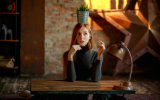 Woman plant head table lamp - a lamp free wallpaper for desktop