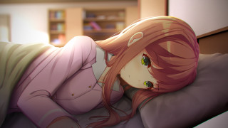 Girl laying bed pillow pinkhair - luminous free wallpaper for desktop