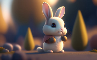 White rabbit forest 3d render - global free wallpaper