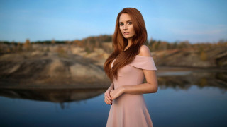 Woman dress lake mountain blue - a lake free wallpaper