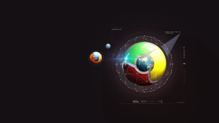 Computer screen sphere on side - chrome free wallpaper