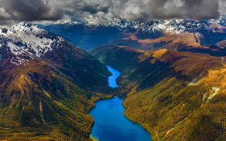 Valley lake mountains snow nature - the top free wallpaper
