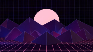 Mountains sun grid retrofuturism synthwave - hue free wallpaper