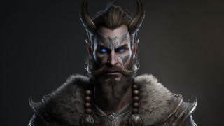 Bearded horned man blue eyes - a beard free wallpaper for desktop