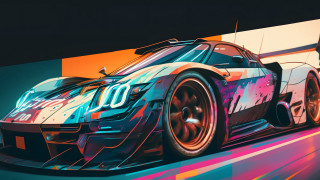 Colorful splattered car digital art - paint splatter free wallpaper