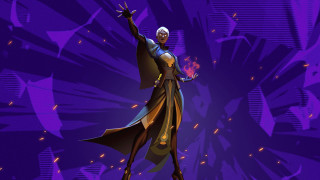 Man in costume stage shock - his hands in free wallpaper