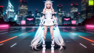 Cyberpunk woman neon dress urban - cosplay free wallpaper