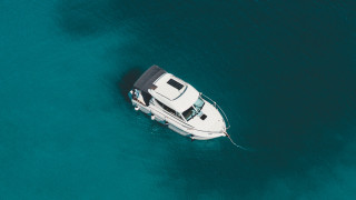Boat ocean dock tranquil 3D - a boat floating free wallpaper