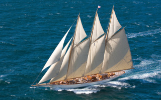 Sailboat ocean people beach dock - neoclassicism free wallpaper