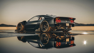 Black sports car wet reflection - a reflection of the car free wallpaper